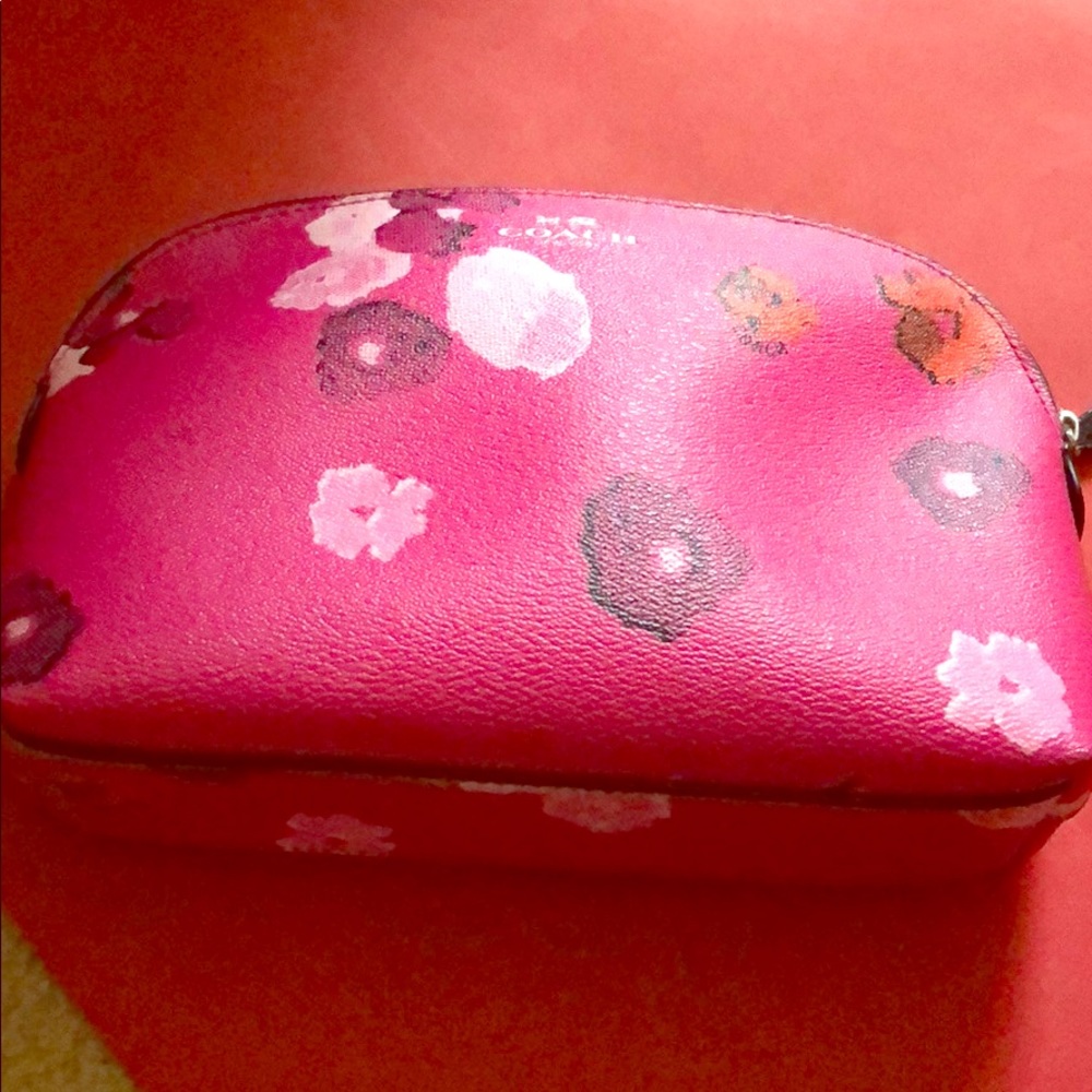Coach Pink floral cosmetic bag